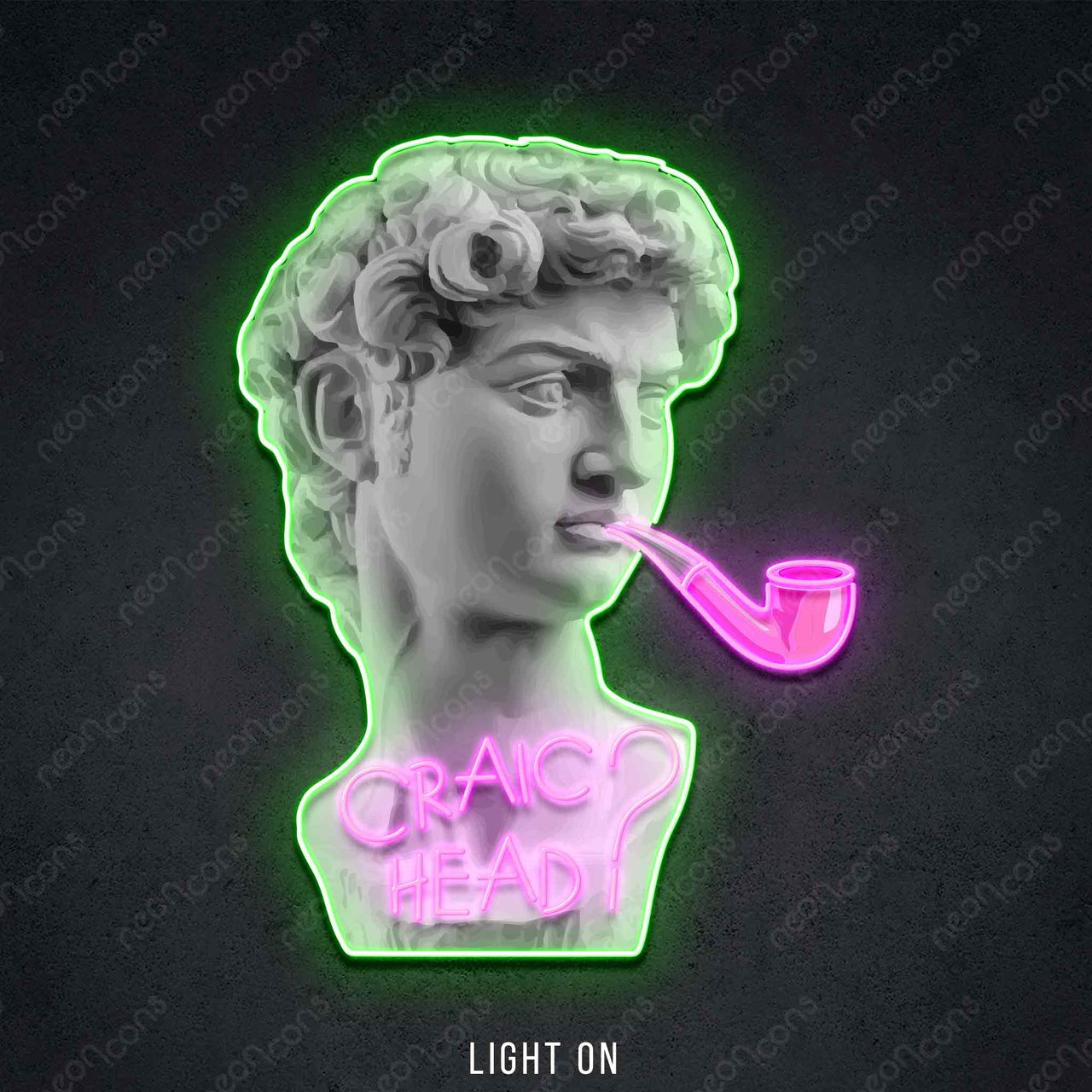 "Craic Head" LED Neon x Print by Neon Icons