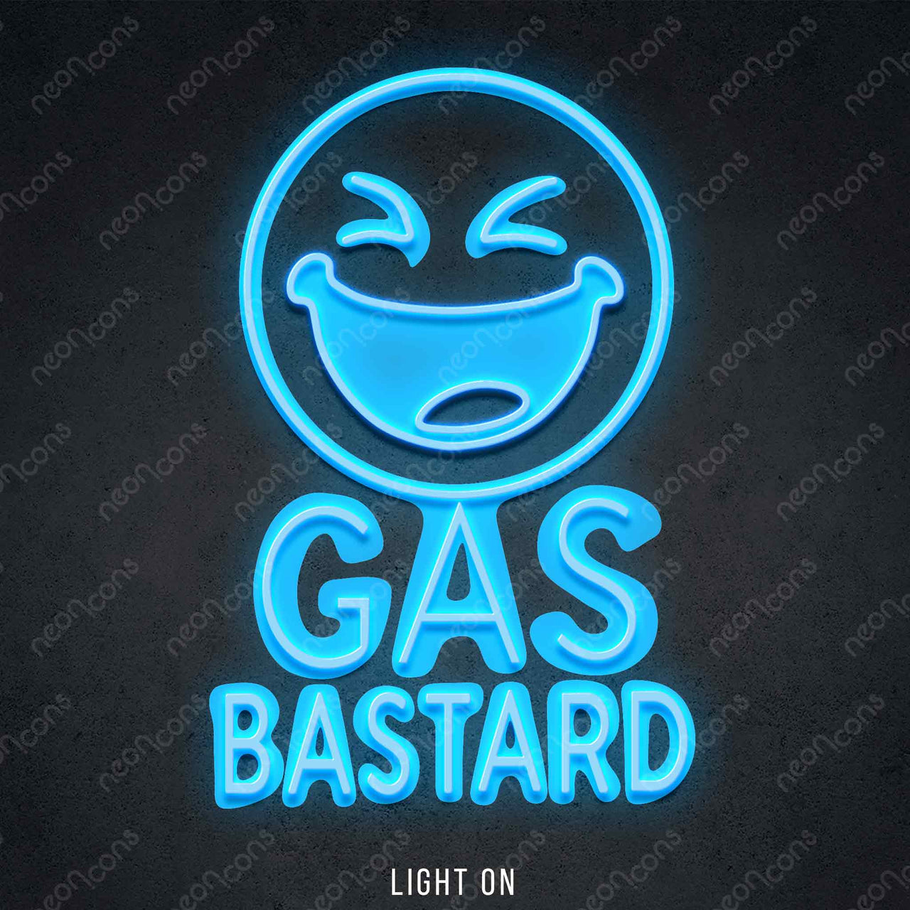 "Gas Bastard" LED Neon x Print 45cm (1.5ft) / Ice Blue / LED Neon by Neon Icons