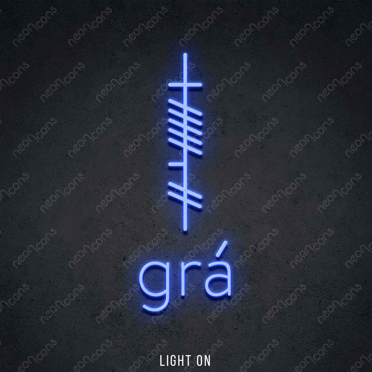 "Ogham - Gra - Love" LED Neon 60cm (2ft) / Blue by Neon Icons