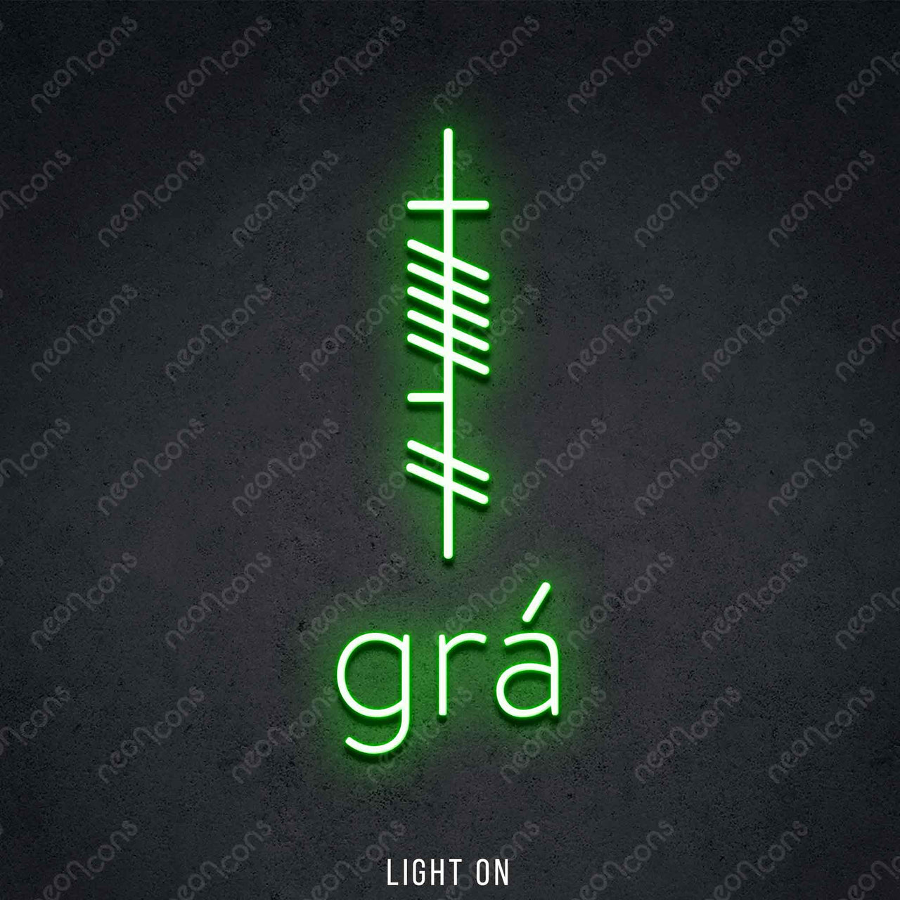 "Ogham - Gra - Love" LED Neon 60cm (2ft) / Green by Neon Icons