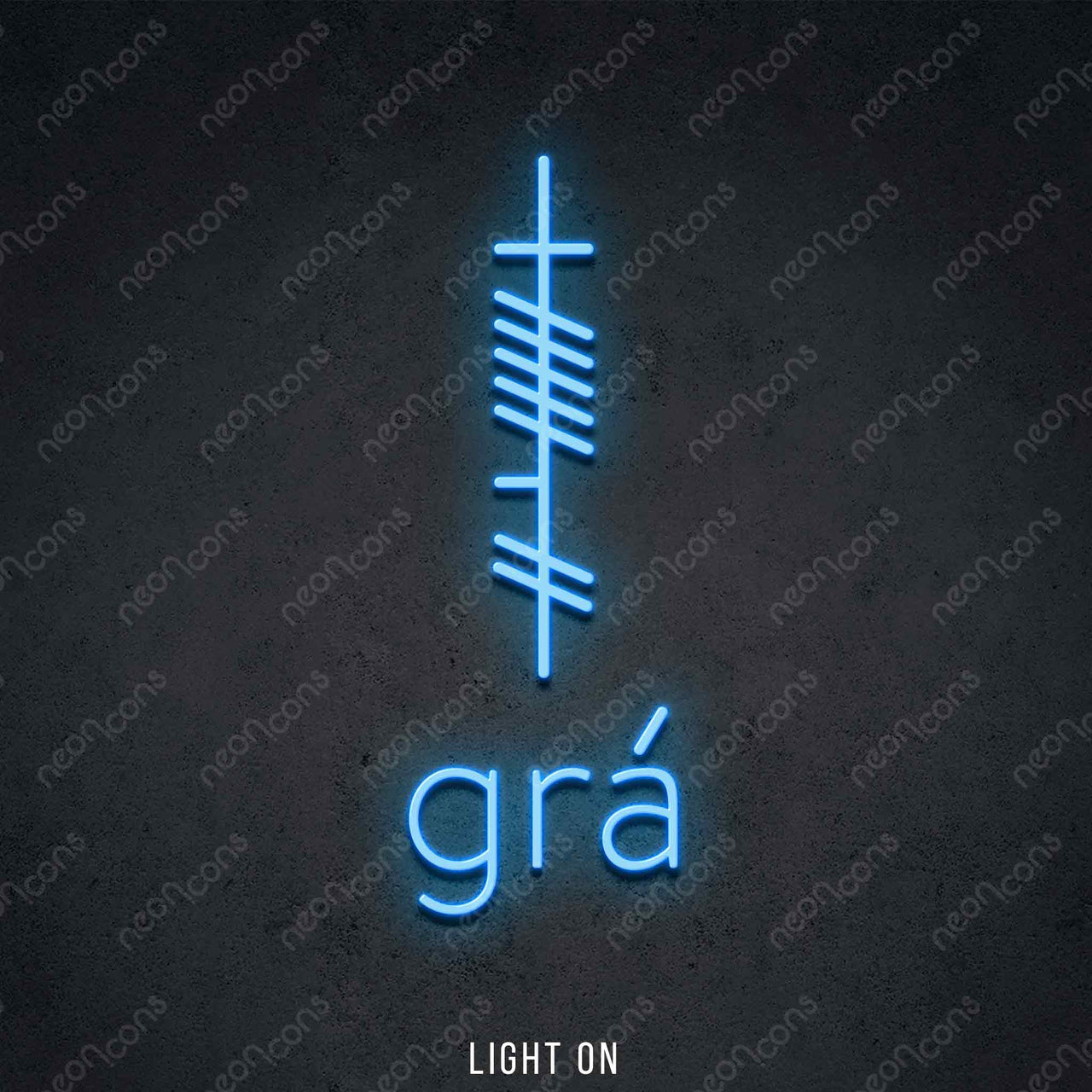 "Ogham - Gra - Love" LED Neon 60cm (2ft) / Ice Blue by Neon Icons