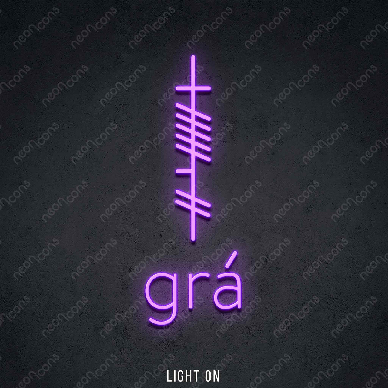"Ogham - Gra - Love" LED Neon 60cm (2ft) / Purple by Neon Icons