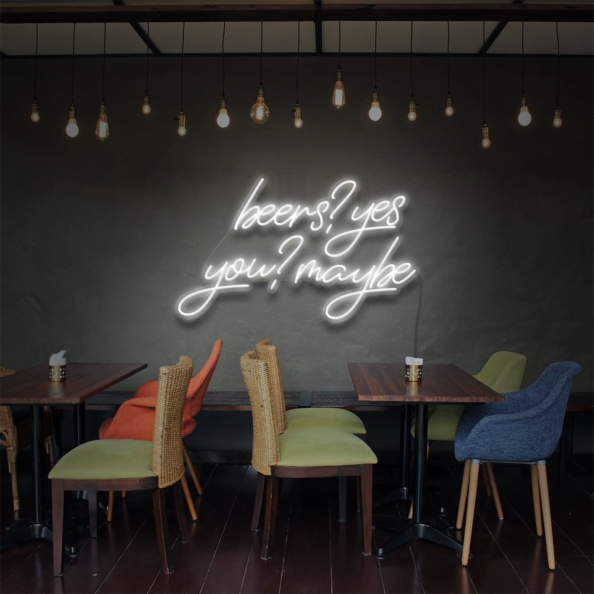 "Beers, Yes. You? Maybe" Neon Sign for Bars & Restaurants by Neon Icons