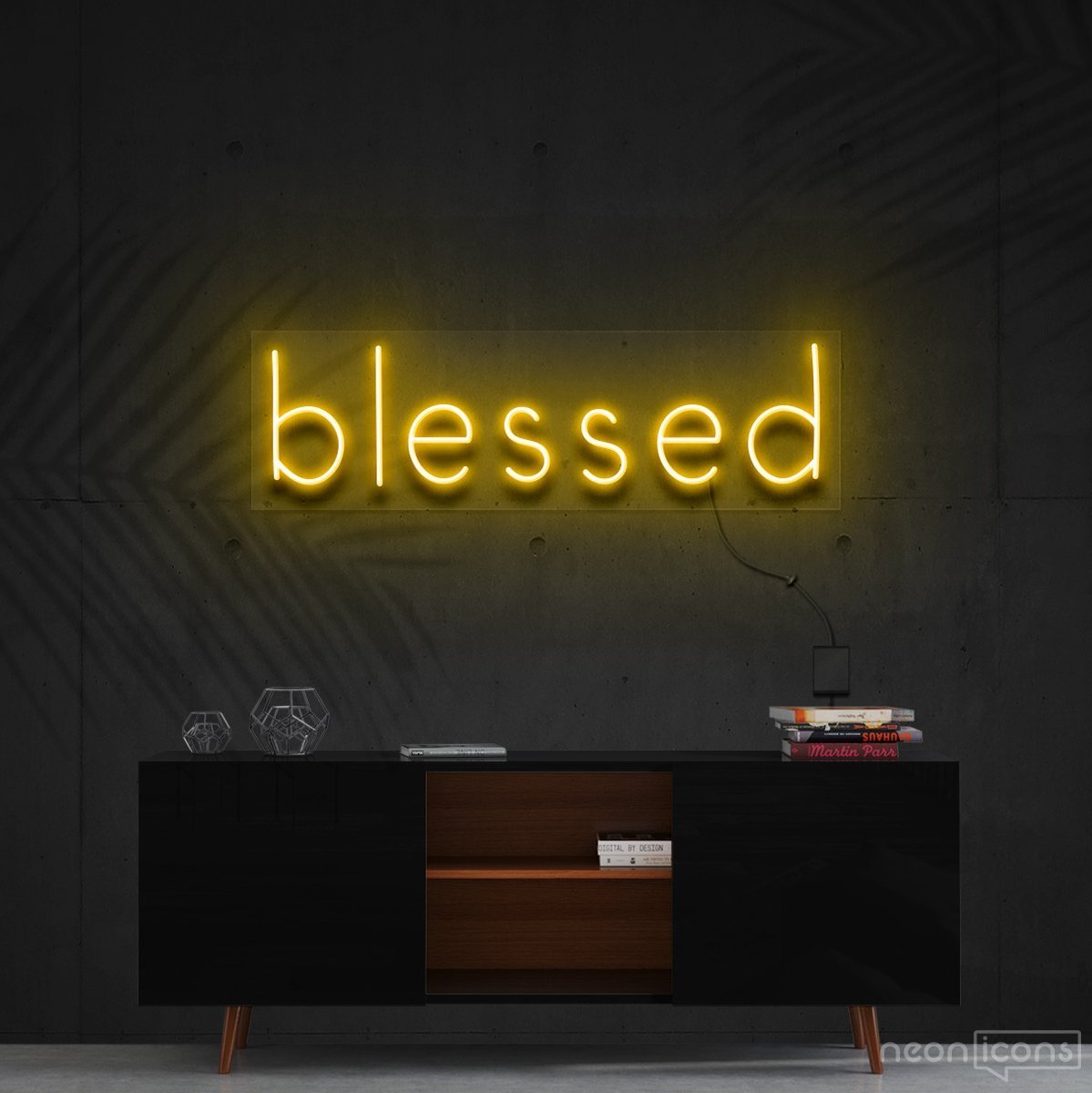 "Blessed" Neon Sign 60cm (2ft) / Yellow / Cut to Shape by Neon Icons