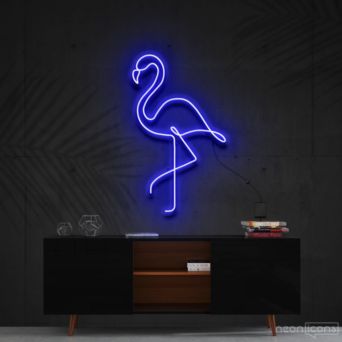 "Flamingo" Neon Sign 60cm (2ft) / Blue / Cut to Shape by Neon Icons