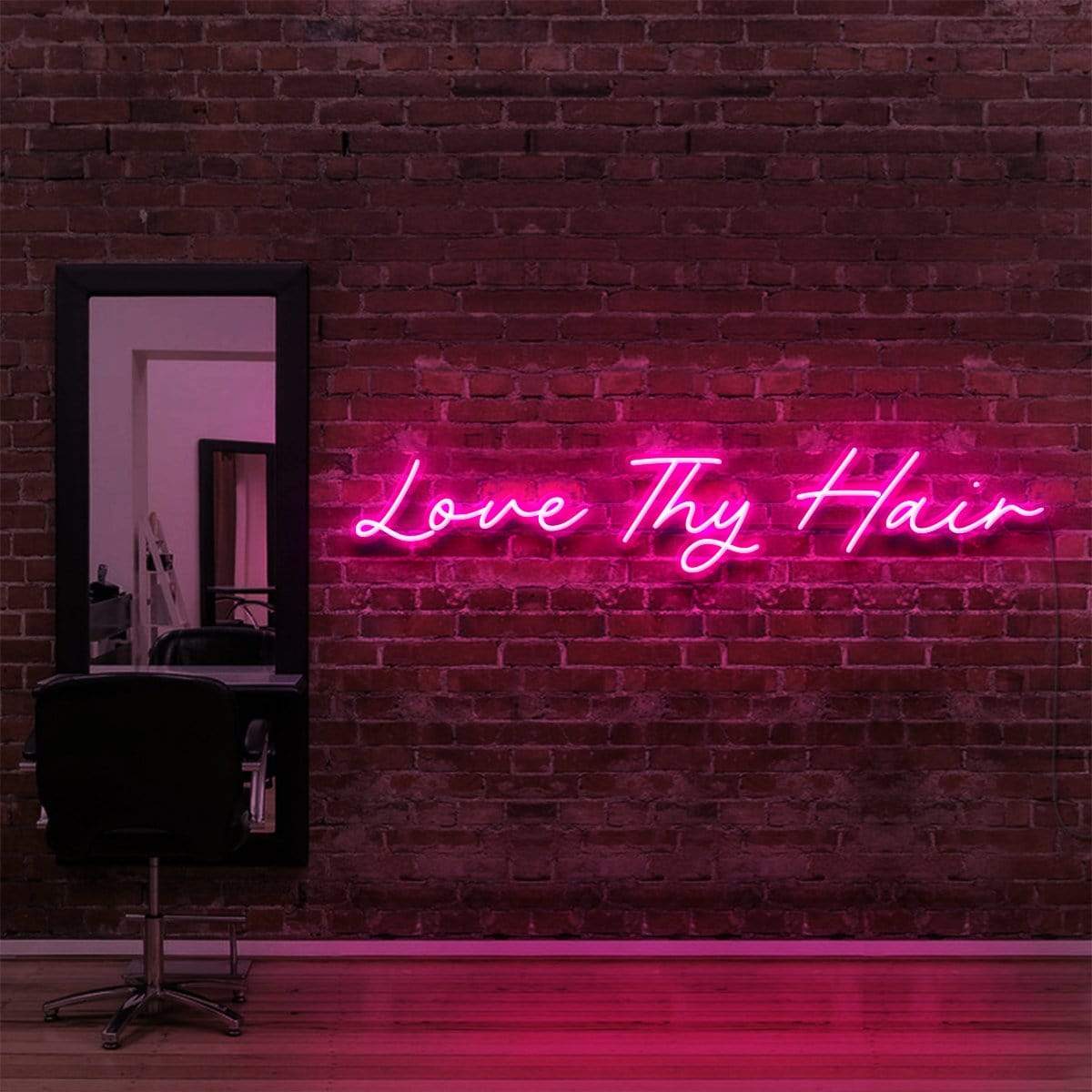 "Love Thy Hair" Neon Sign for Hair Salons & Barbershops 90cm (3ft) / Pink / LED Neon by Neon Icons