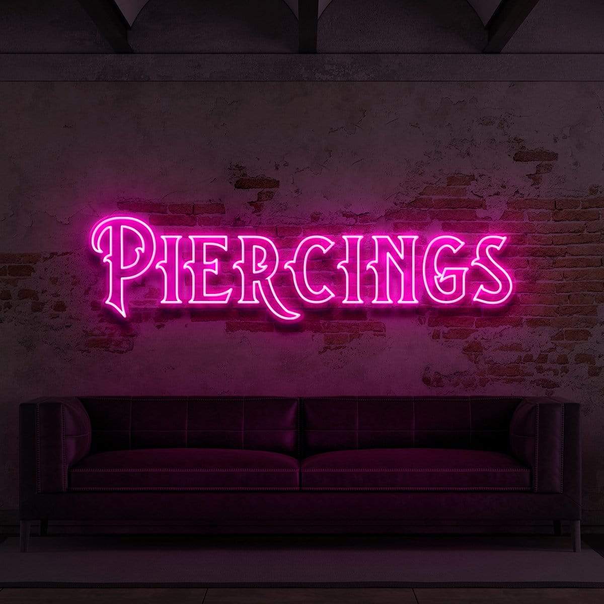 "Piercings" Neon Sign for Tattoo Parlours 90cm (3ft) / Pink / LED Neon by Neon Icons
