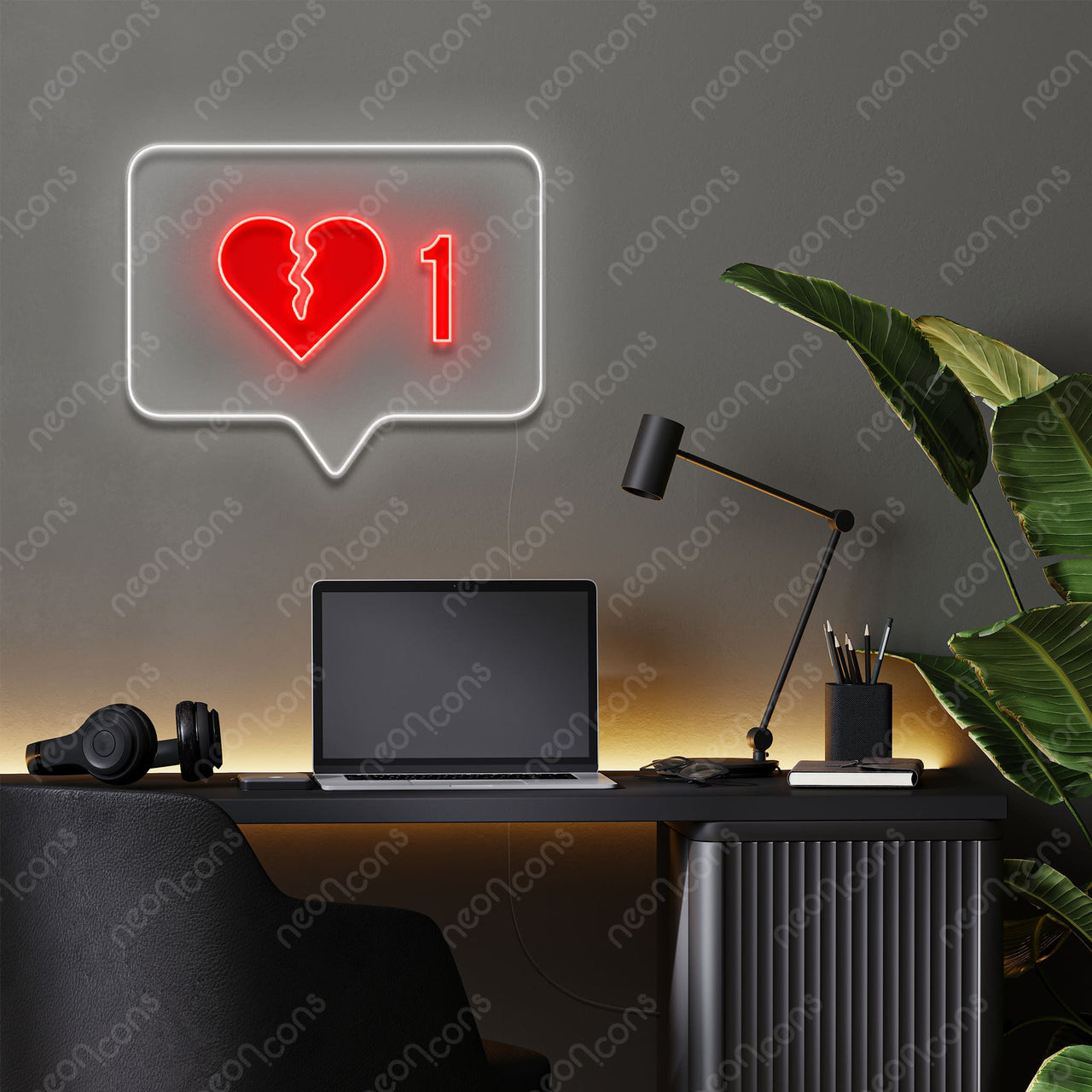 "1 Broken Heart" LED Neon x Print by Neon Icons