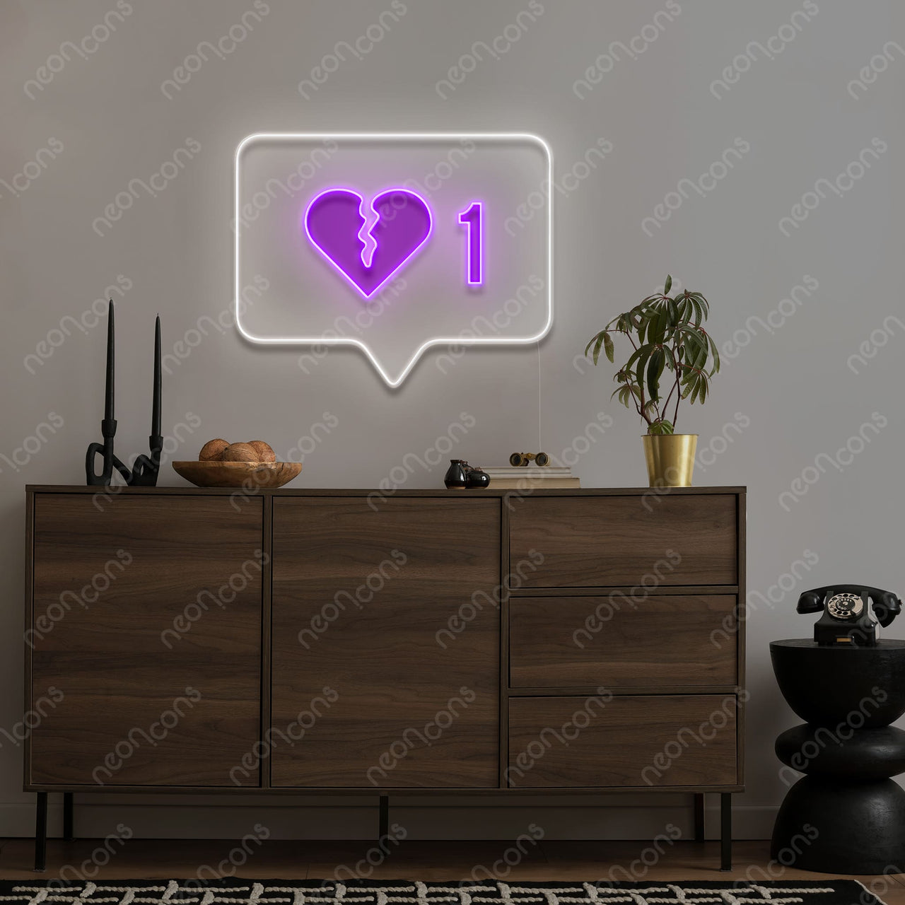 "1 Broken Heart" LED Neon x Print by Neon Icons