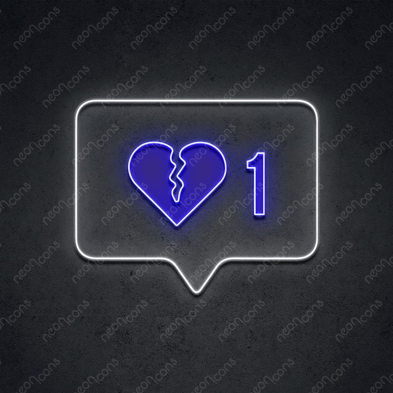 "1 Broken Heart" LED Neon x Print 45cm (1.5ft) / LED Neon x Print / Blue by Neon Icons