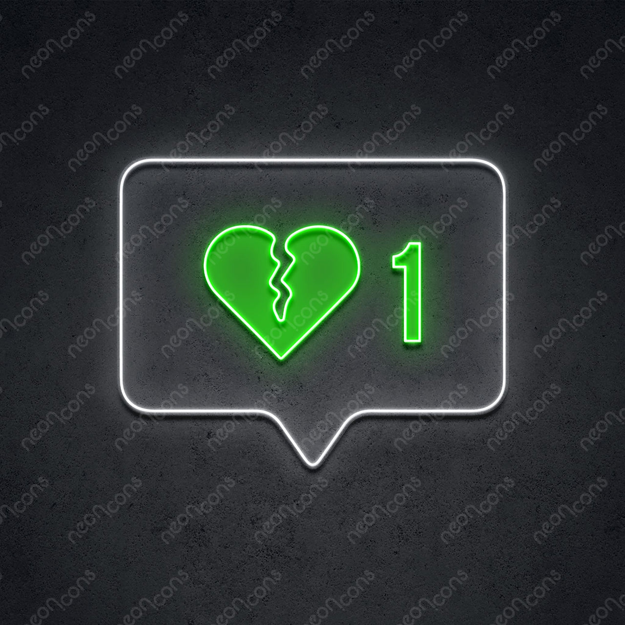 "1 Broken Heart" LED Neon x Print 45cm (1.5ft) / LED Neon x Print / Green by Neon Icons