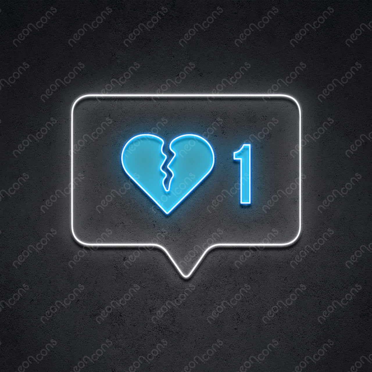 "1 Broken Heart" LED Neon x Print 45cm (1.5ft) / LED Neon x Print / Ice Blue by Neon Icons
