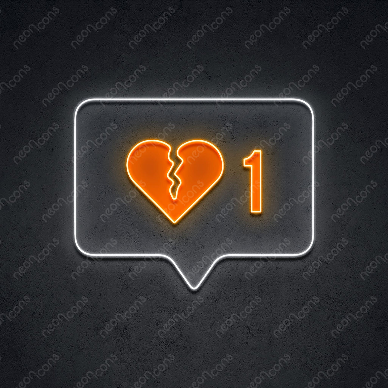 "1 Broken Heart" LED Neon x Print 45cm (1.5ft) / LED Neon x Print / Orange by Neon Icons