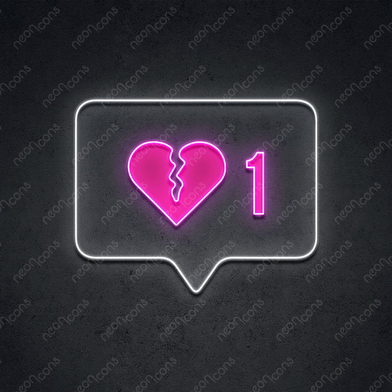 "1 Broken Heart" LED Neon x Print 45cm (1.5ft) / LED Neon x Print / Pink by Neon Icons
