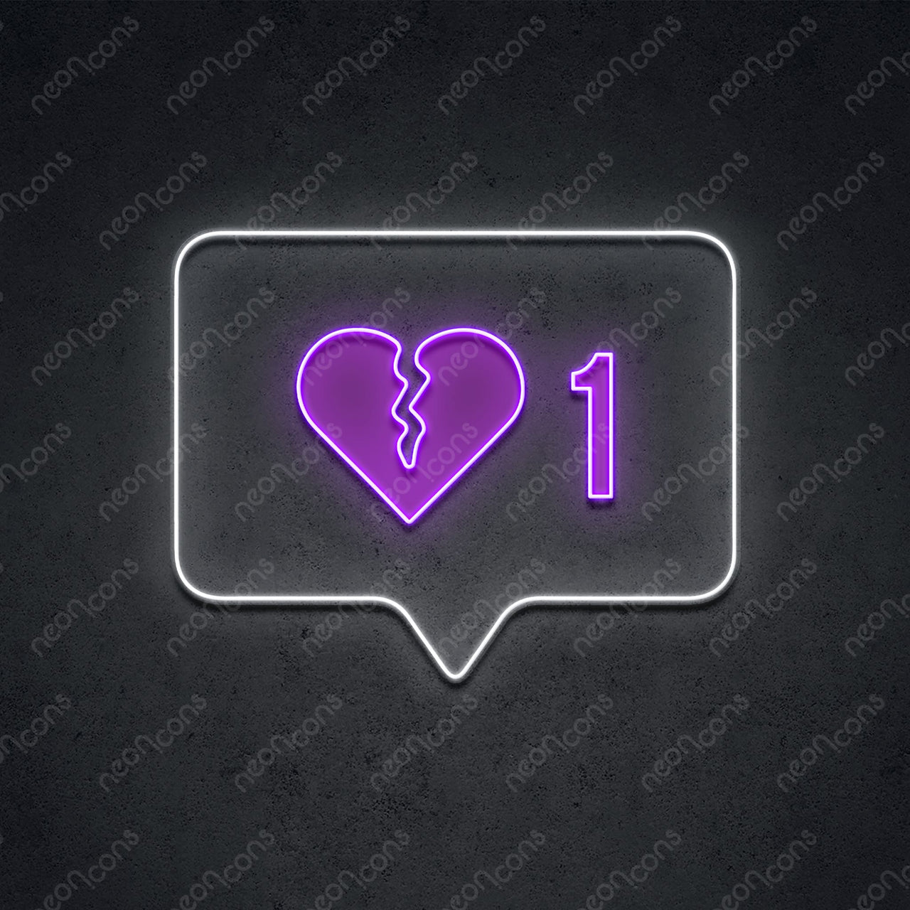 "1 Broken Heart" LED Neon x Print 45cm (1.5ft) / LED Neon x Print / Purple by Neon Icons
