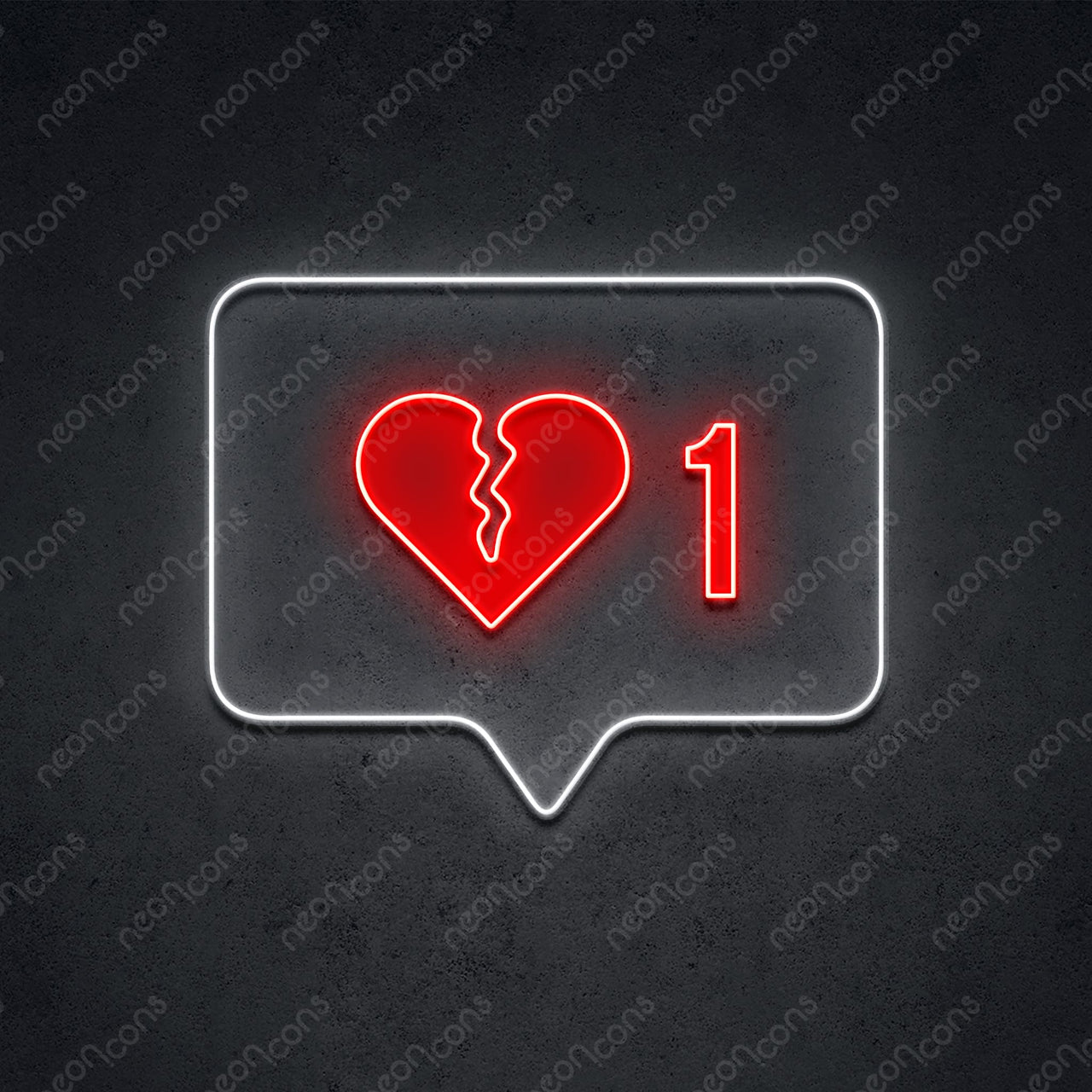 "1 Broken Heart" LED Neon x Print 45cm (1.5ft) / LED Neon x Print / Red by Neon Icons