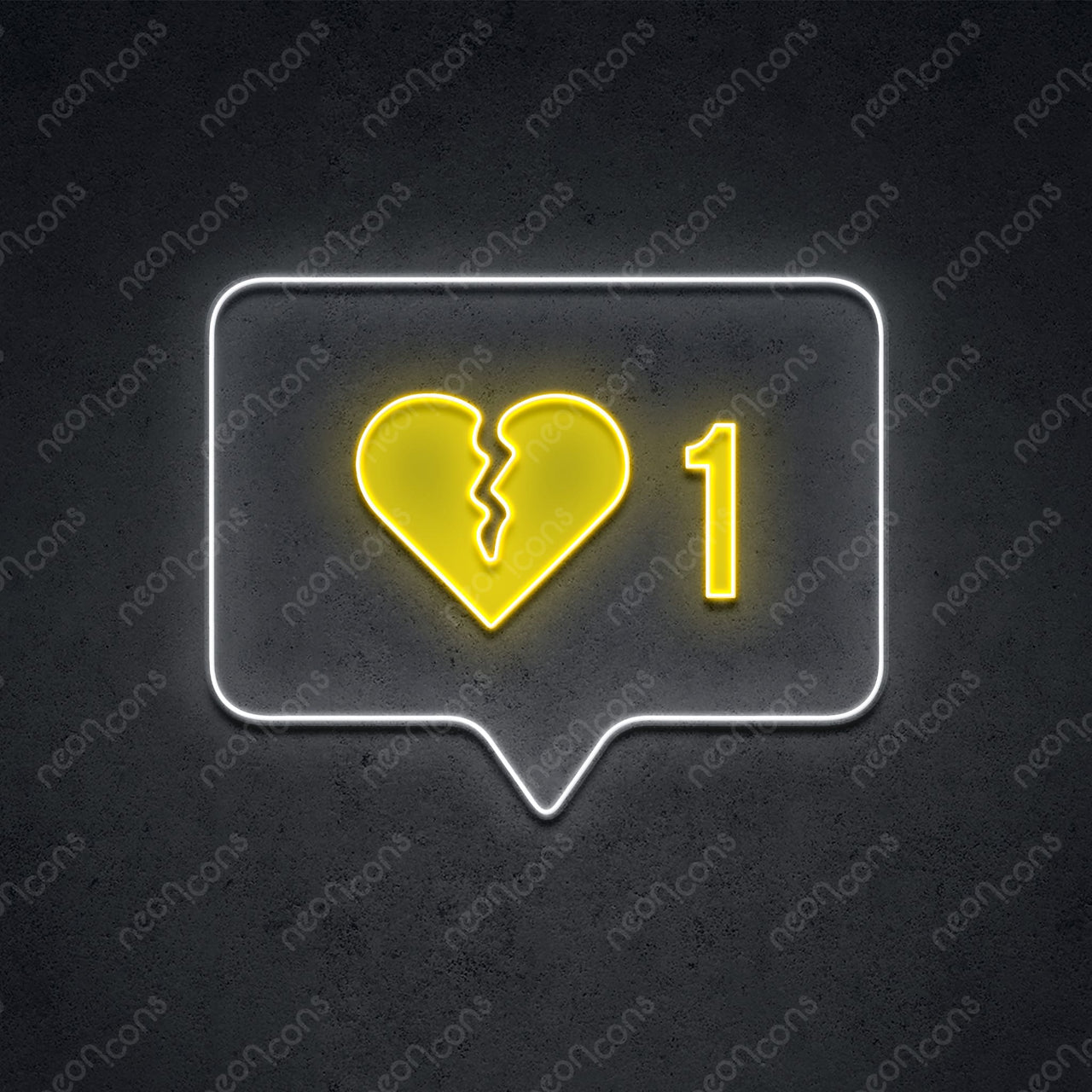"1 Broken Heart" LED Neon x Print 45cm (1.5ft) / LED Neon x Print / Yellow by Neon Icons