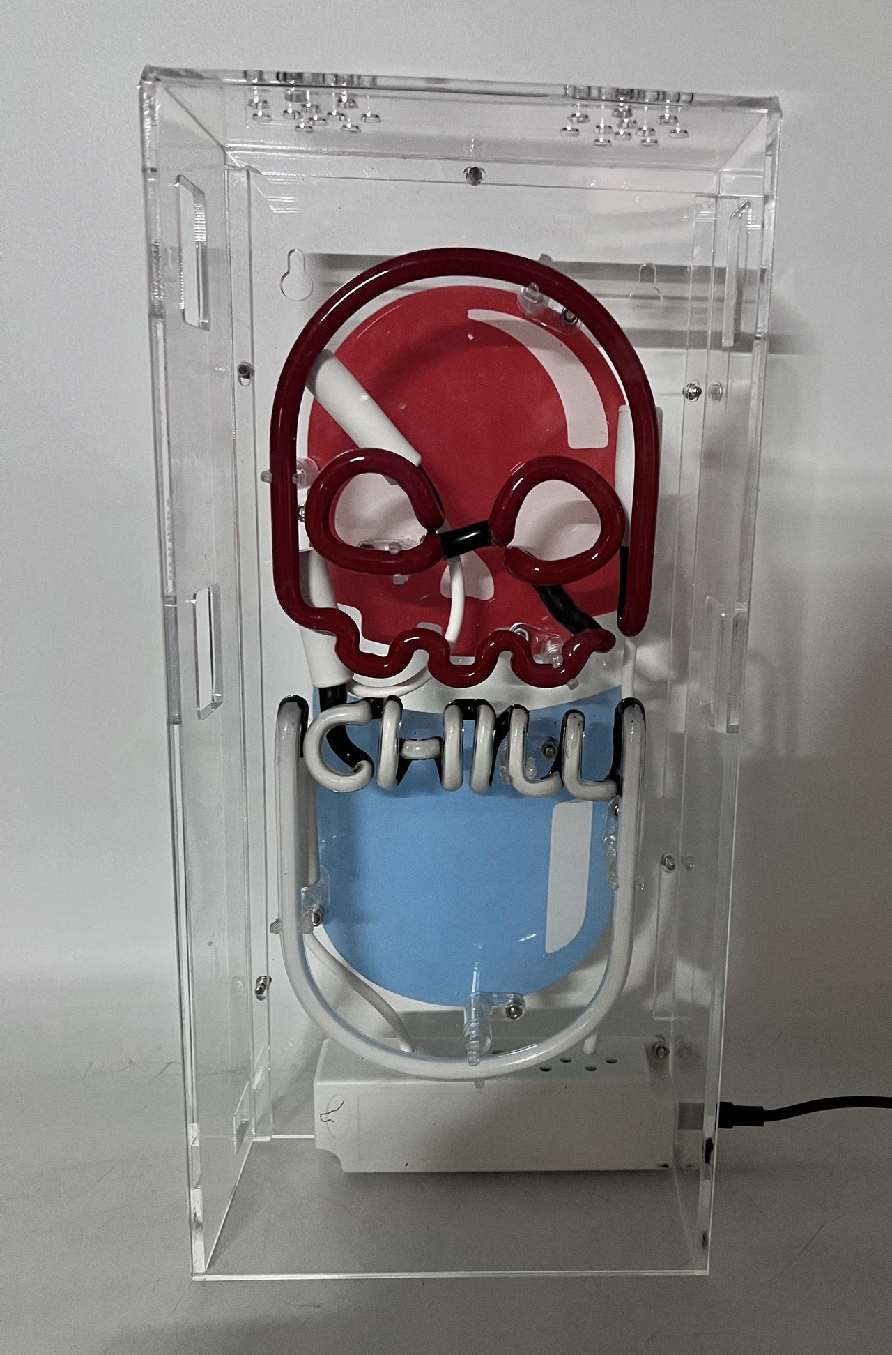 "Chill Pill" Glass Neon Lamp in Acrylic Box by Neon Icons