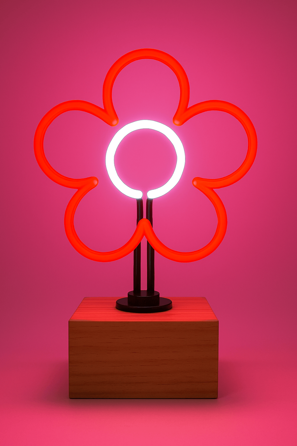 "Flower" Glass Neon Lamp Red and White by Neon Icons