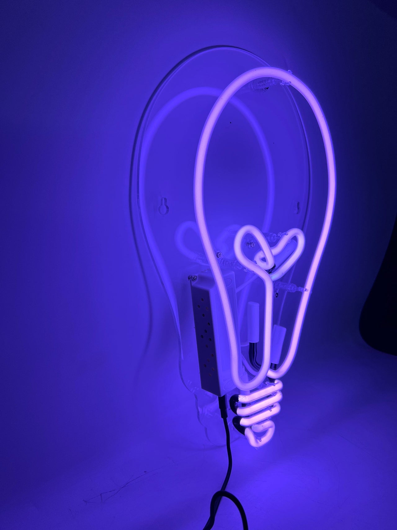 "Light Bulb" Glass Neon Lamp on Acrylic Backing by Neon Icons