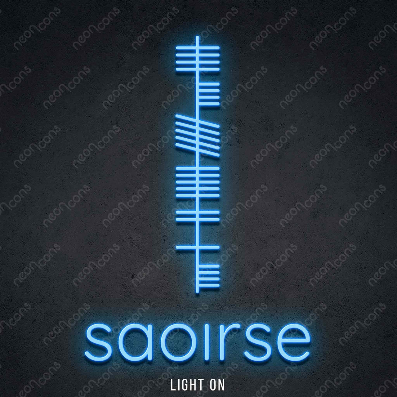 "Ogham - Saoirse" LED Neon 45cm (1.5ft) / Ice Blue / LED Neon by Neon Icons