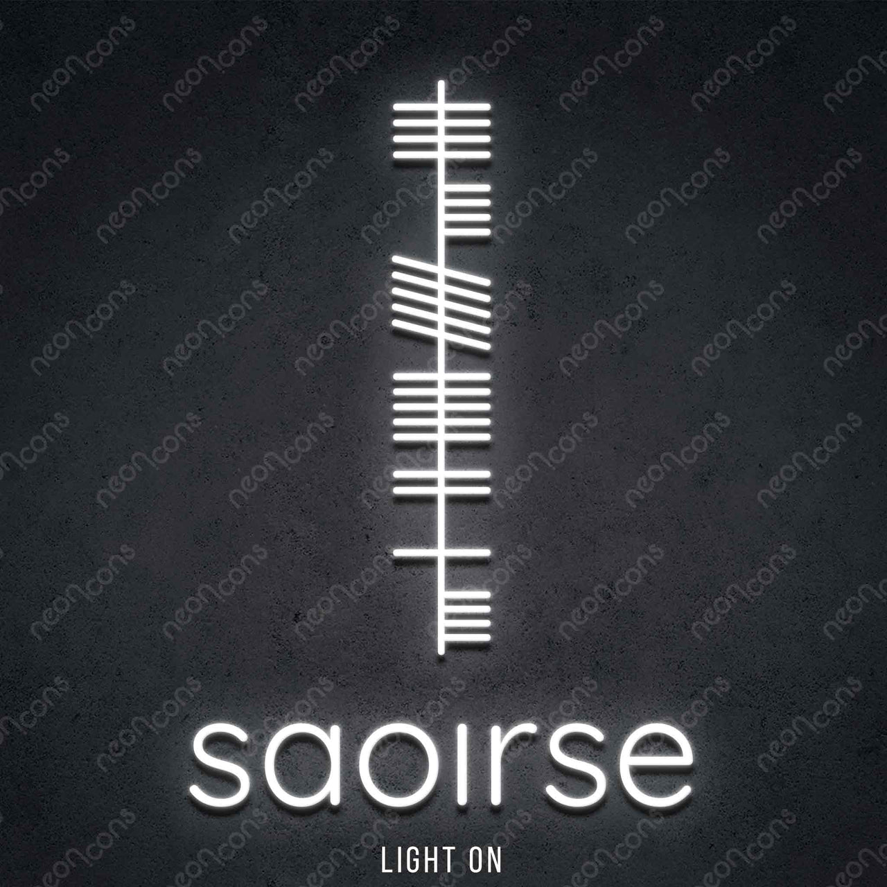 "Ogham - Saoirse" LED Neon 45cm (1.5ft) / White / LED Neon by Neon Icons