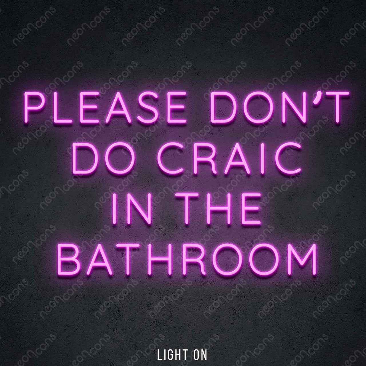 "Please Don't Do Craic In The Bathroom" LED Neon 60cm (2ft) / Pink by Neon Icons