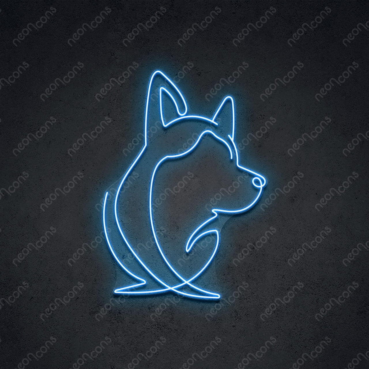 "Siberian Husky Face" LED Neon 60cm (2ft) / Ice Blue / LED Neon by Neon Icons