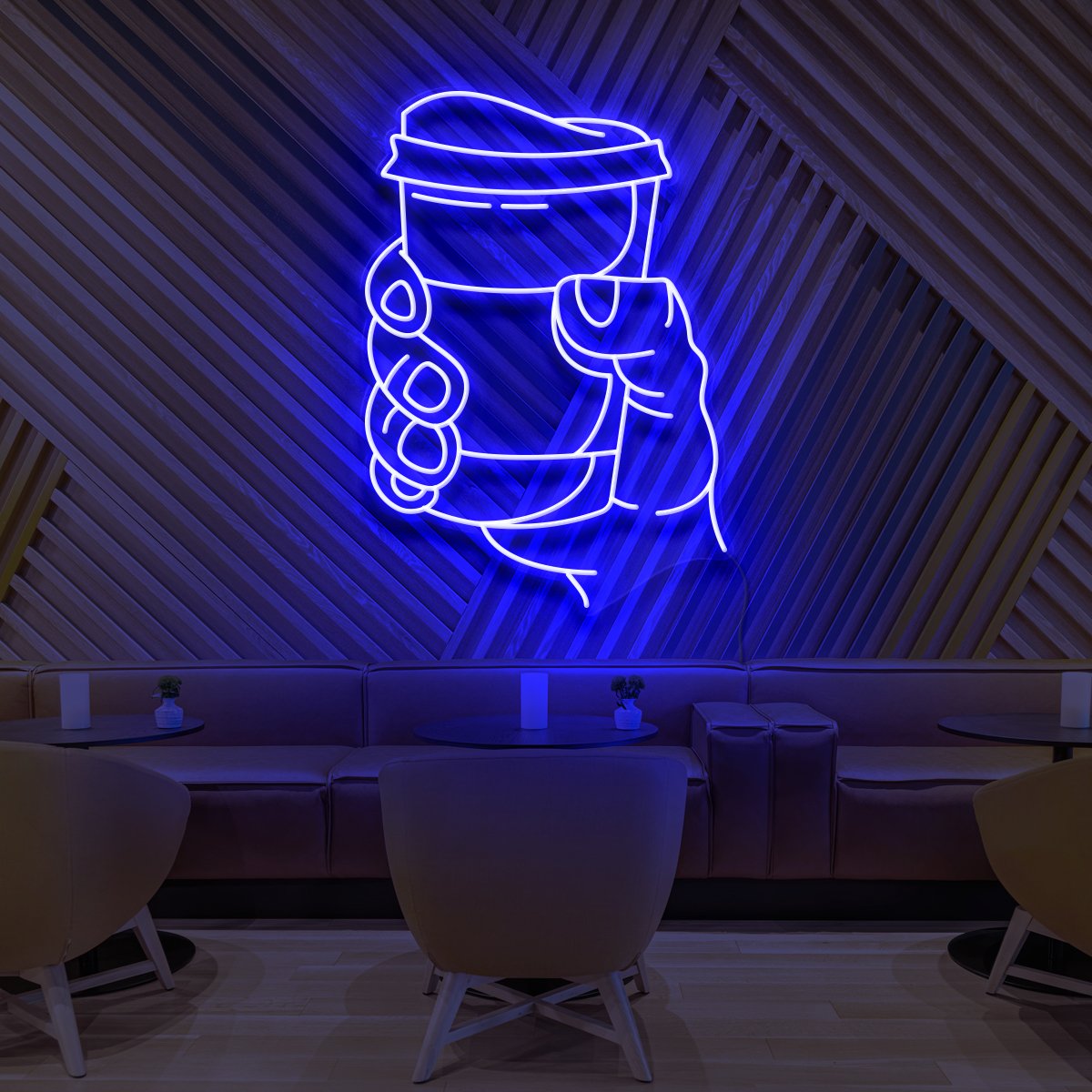 "Cup O' Joe" Neon Sign for Cafés 60cm (2ft) / Blue / LED Neon by Neon Icons